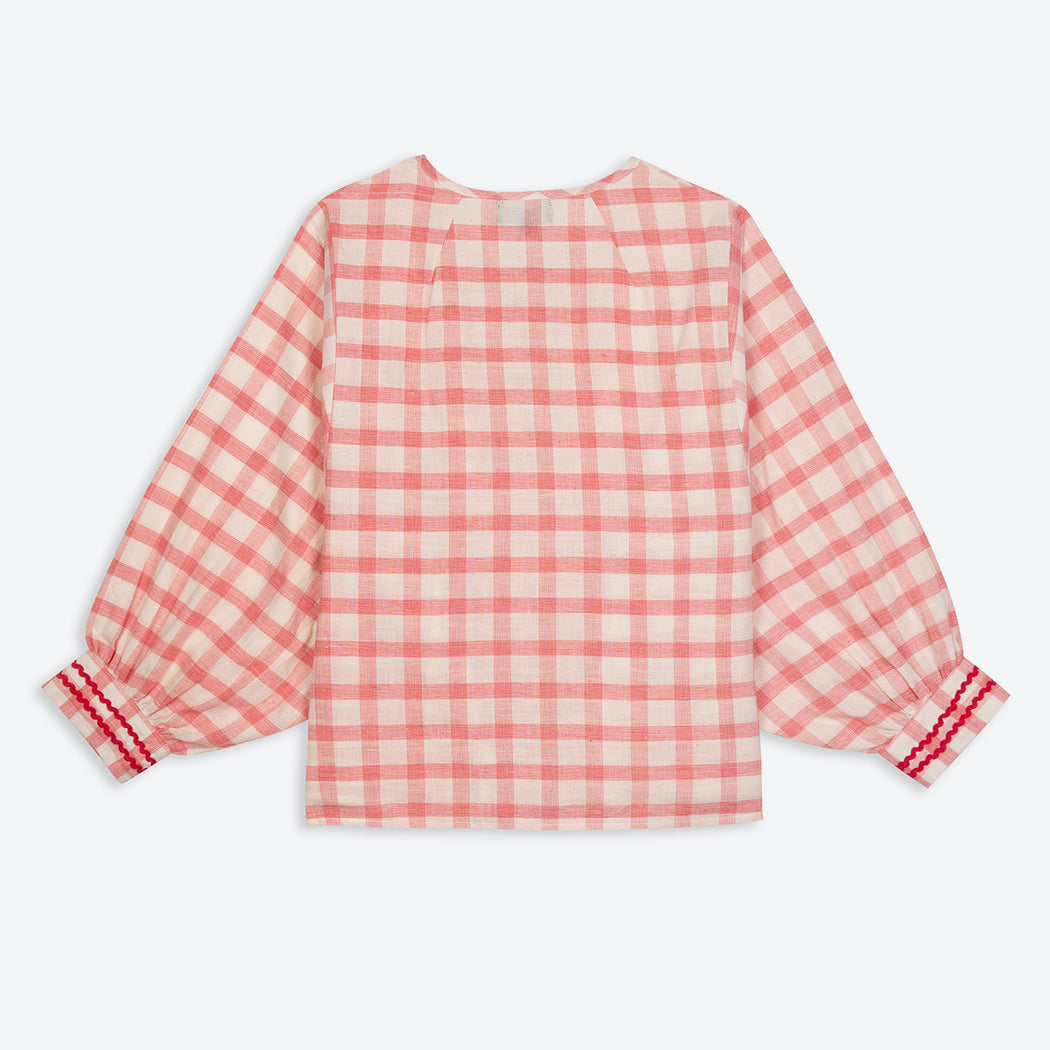 Lowie Pink Check Batwing Blouse