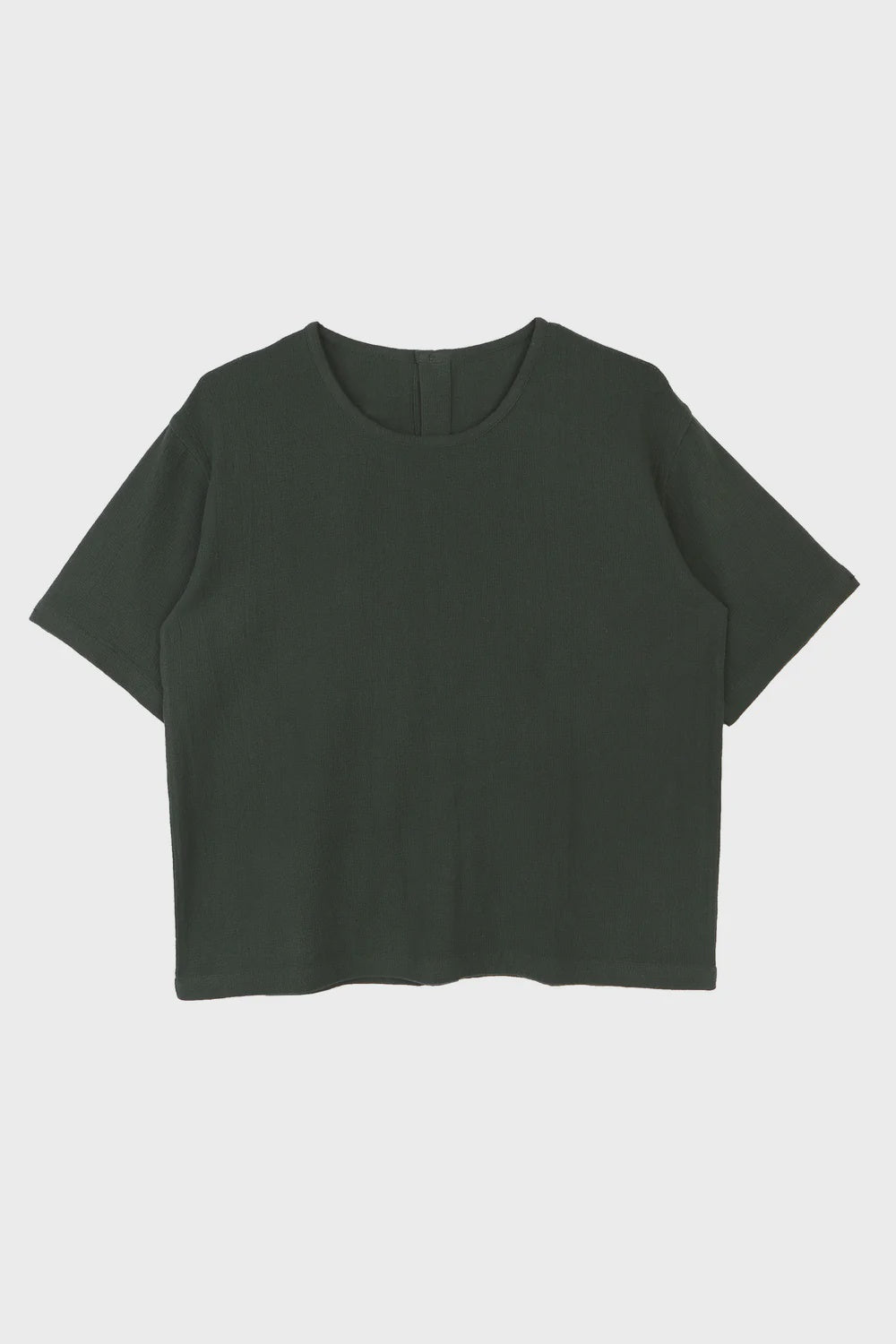 Dark green t-shirt on a light gray background