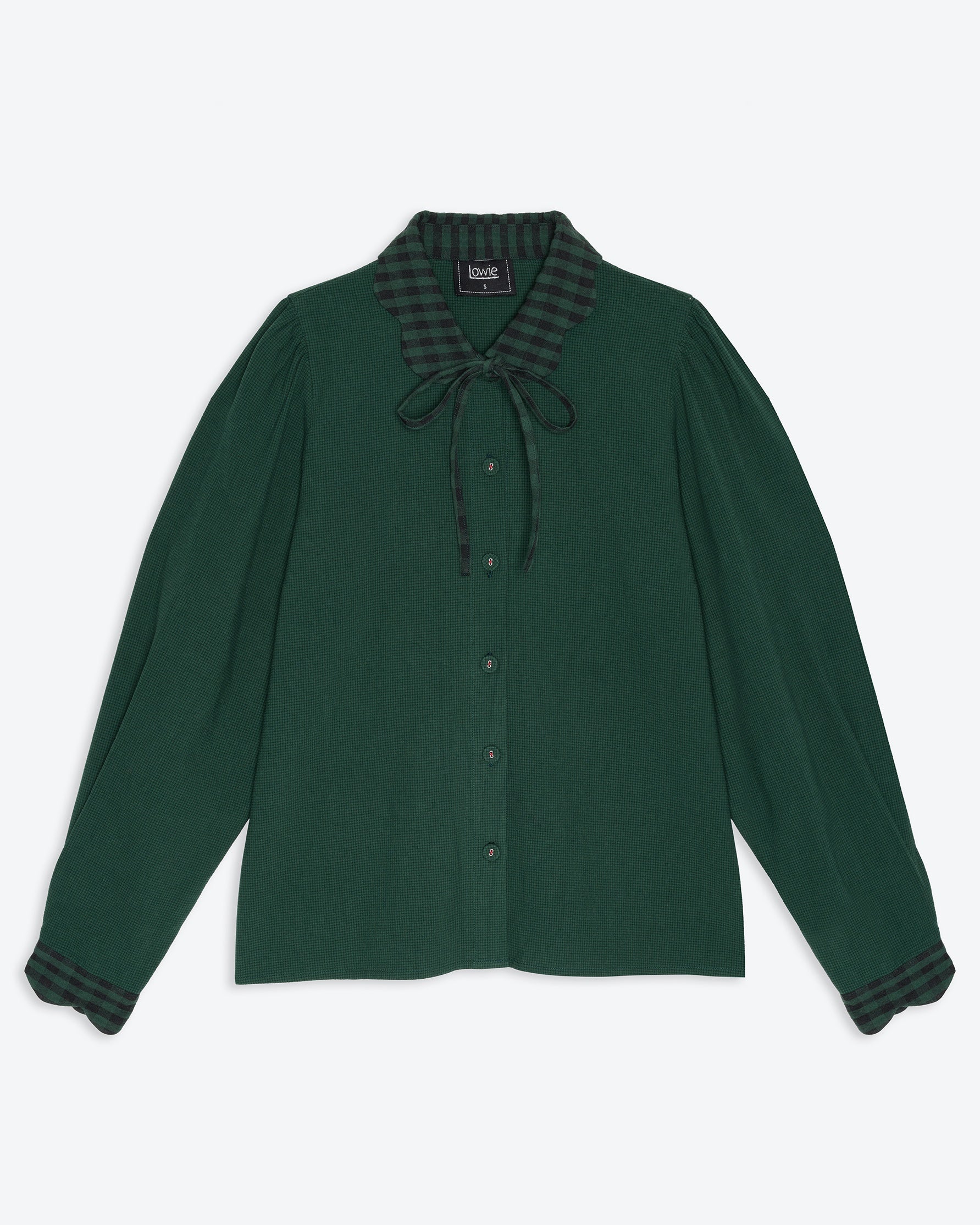 Lowie Green Check Scallop Collar Shirt on a white background