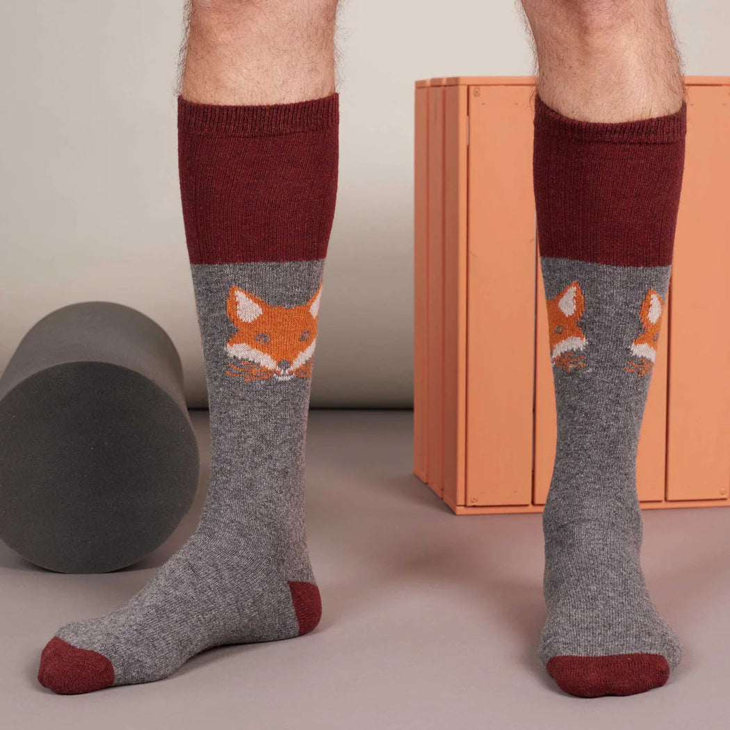 Catherine Tough Men's Fox Face Knee Socks