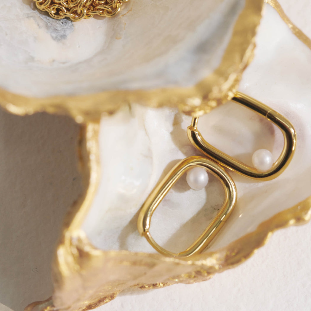 Rachel Jackson Stellar Hardware White Pearl Hoop Earrings