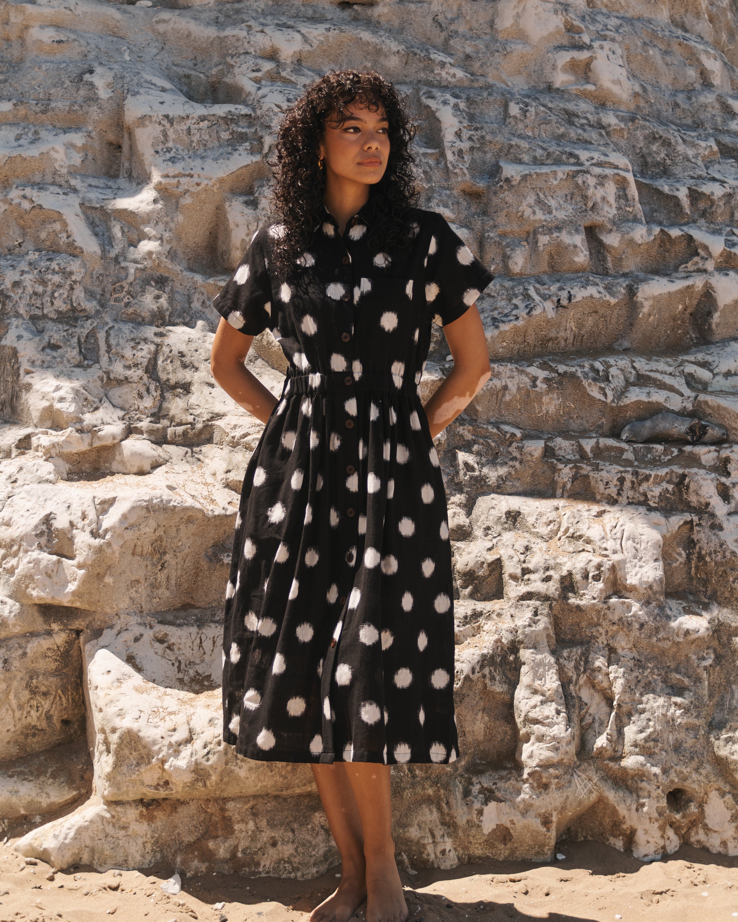 Model wearing Lowie Ikat Dress