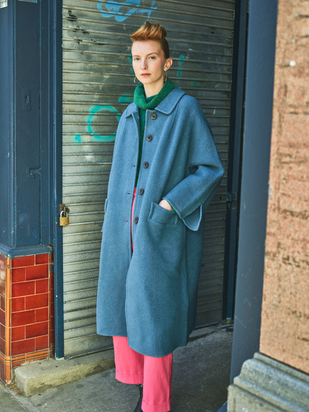 Lowie Sky Blue Double Faced Wool Coat