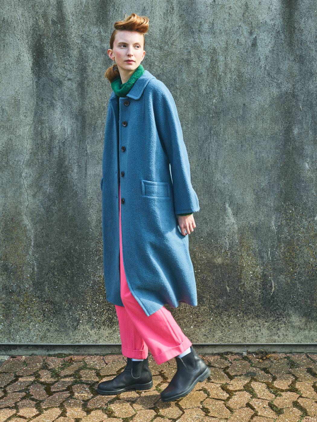 Lowie Sky Blue Double Faced Wool Coat