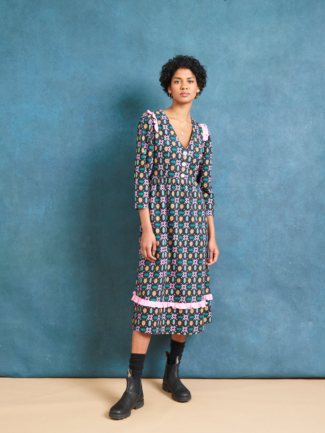 Lowie Welsh Microcord Ruffle Trim Dress