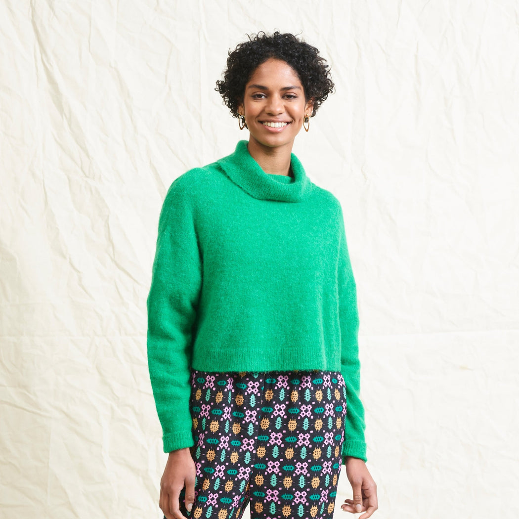 Lowie Green Alpaca Cropped Roll Neck