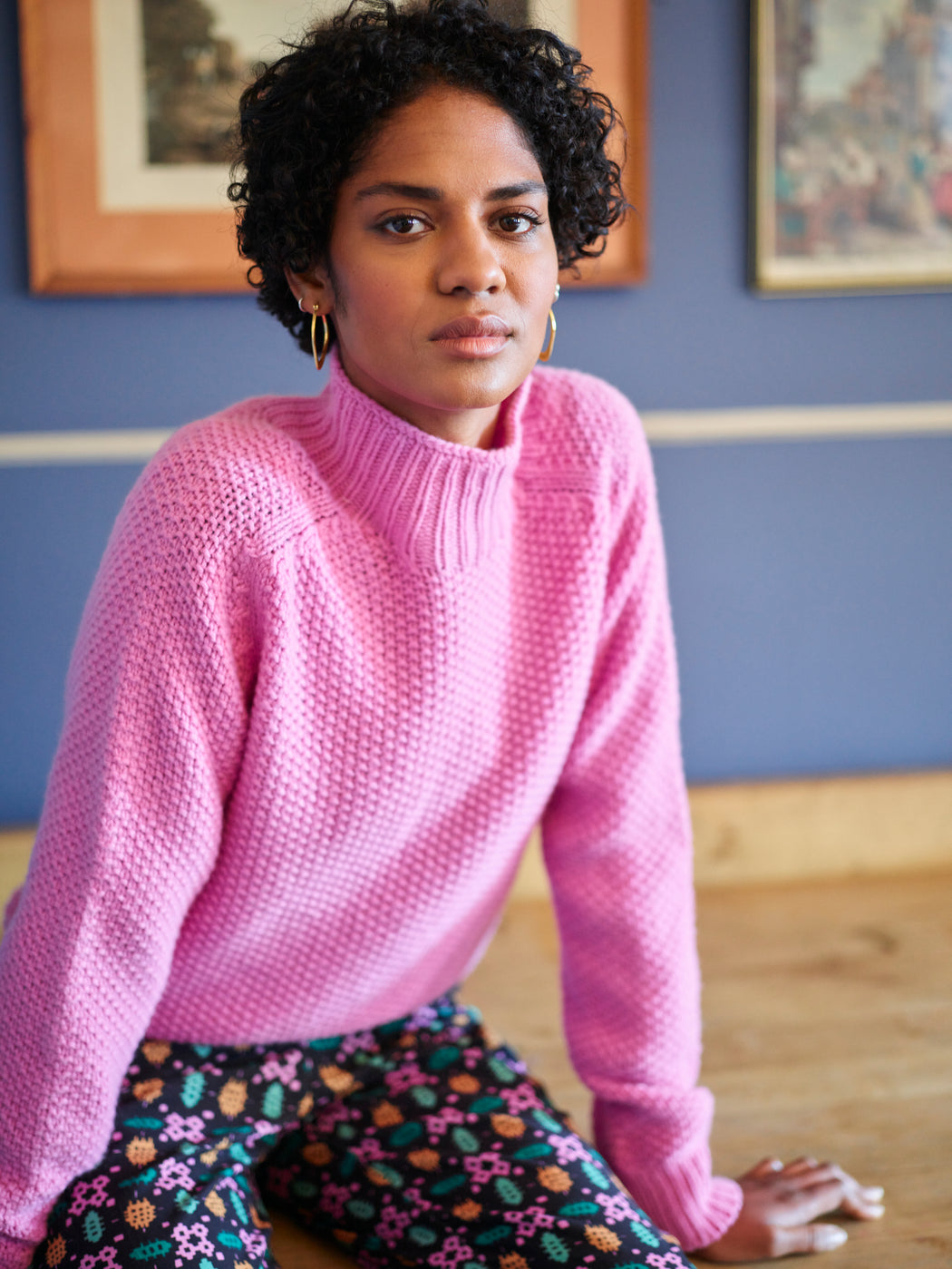 Lowie Bubblegum Moss Stitch Turtle Neck