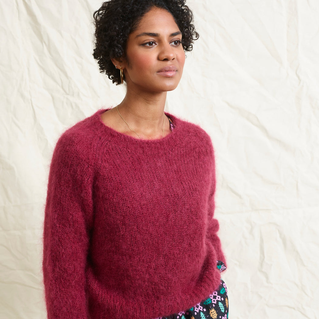 Lowie Oxblood Mohair Cropped Jumper