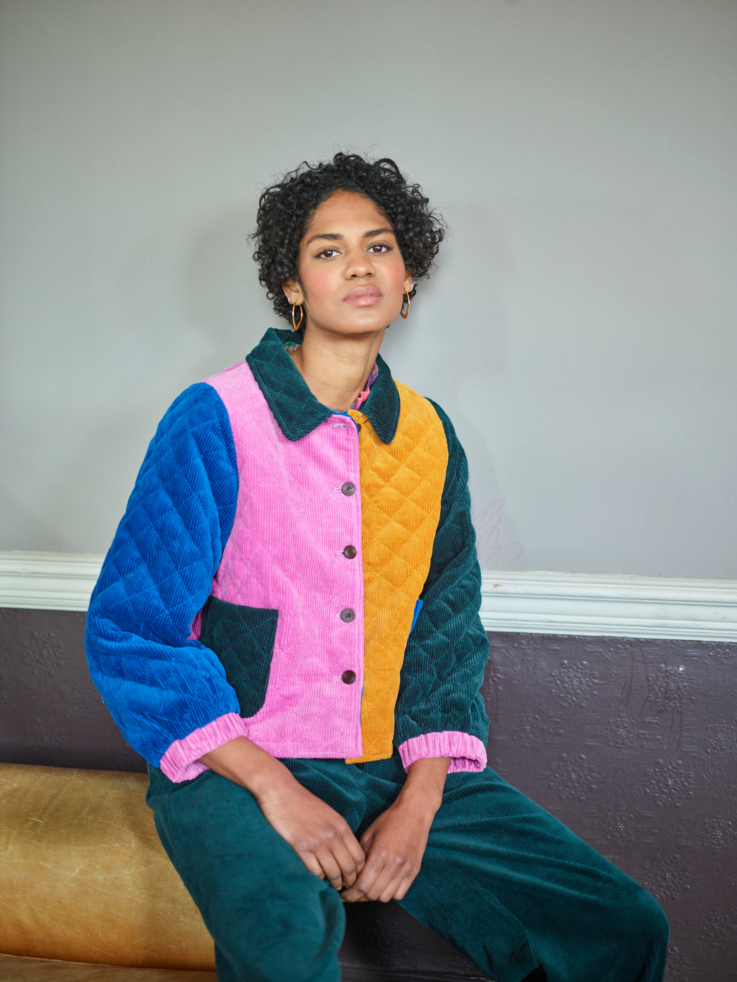 Lowie Corduroy Colourblock Jacket
