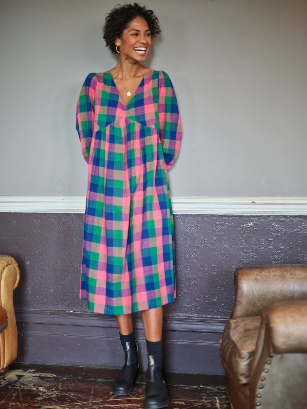 Lowie Handwoven Madras Check Dress