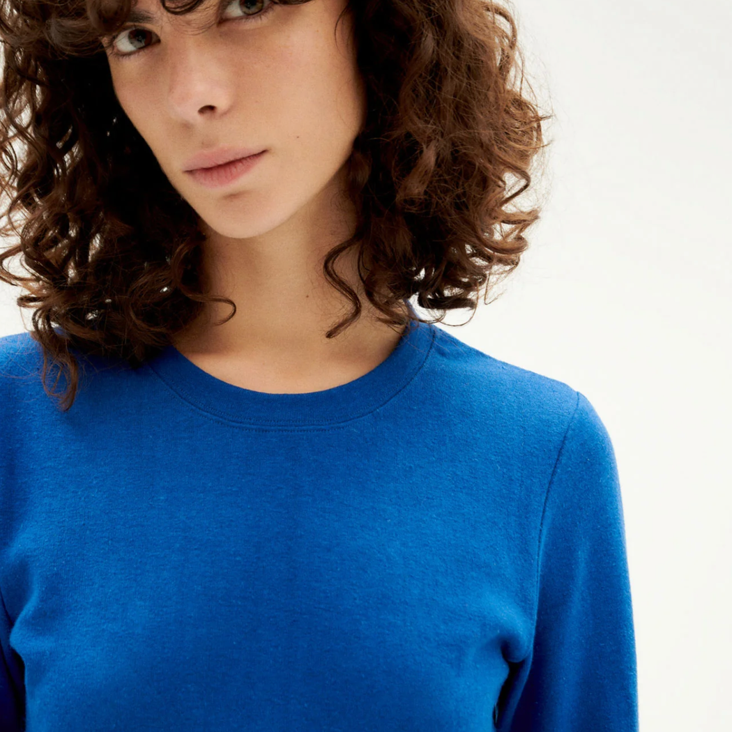 Thinking Mu Carolina Hemp Blue Long Sleeved Top