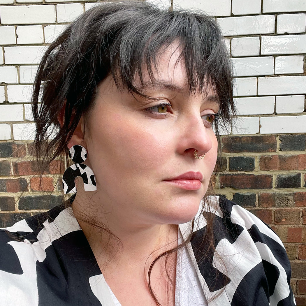 Miss Pompom Monochrome Giraffe Earrings