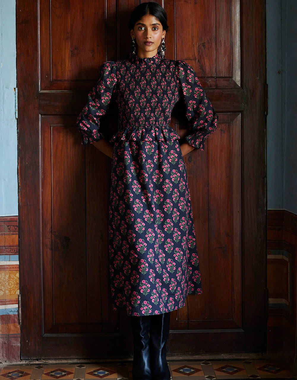 Pink City Prints Geranium Buta Florence Dress