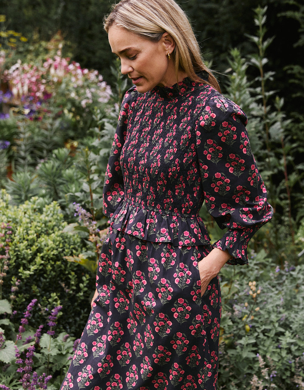 Pink City Prints Geranium Buta Florence Dress