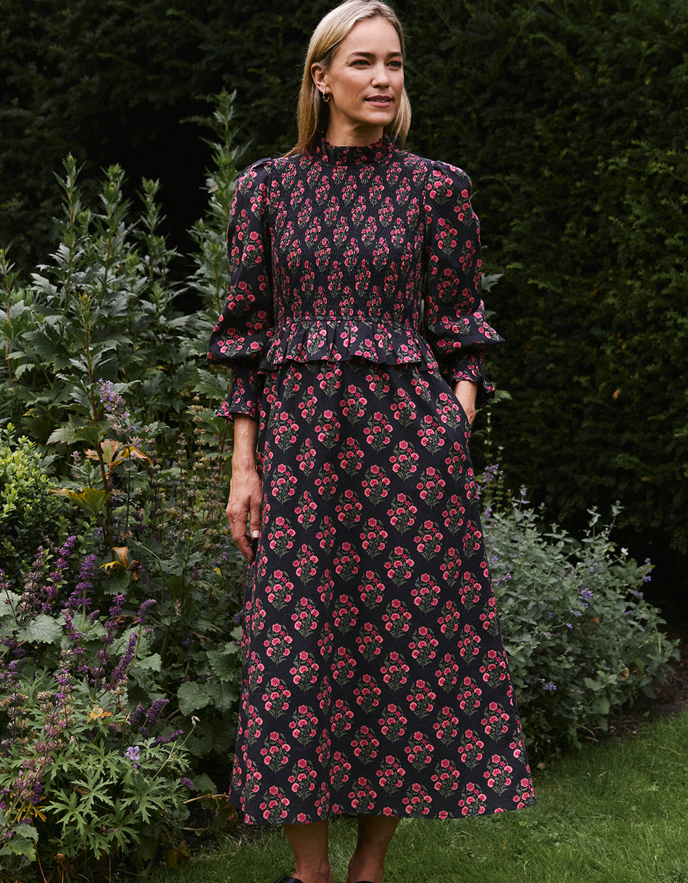 Pink City Prints Geranium Buta Florence Dress