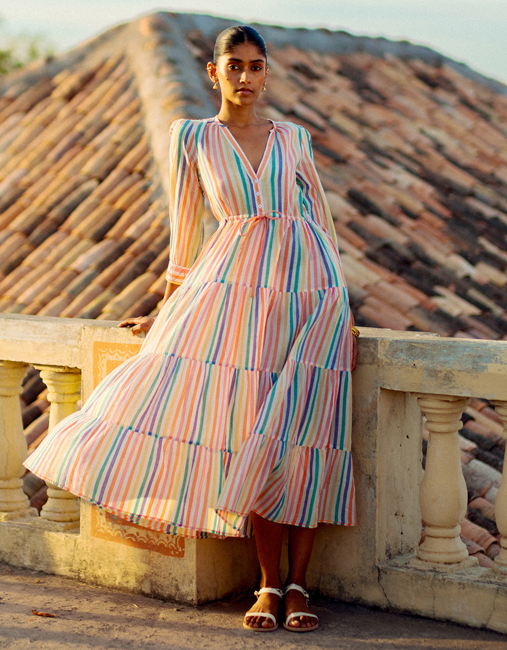 Pink City Prints Rainbow Stripe Sofia Dress