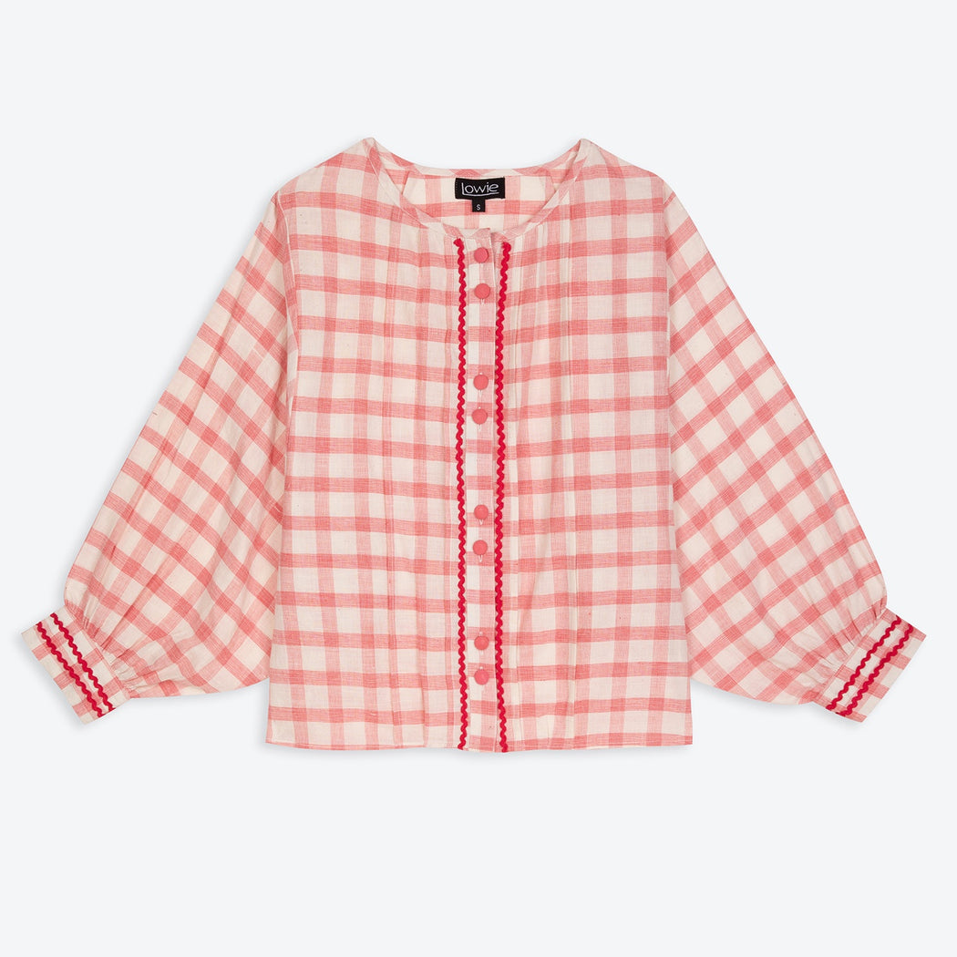 Lowie Pink Check Batwing Blouse