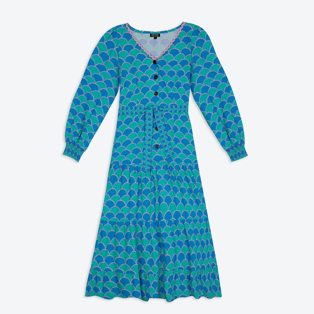 Lowie Lyocell Scallop Print Midi Dress