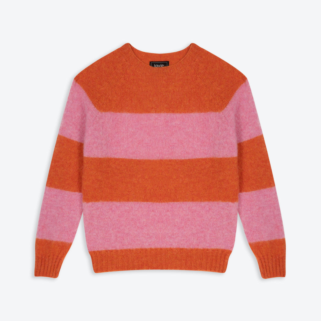 Lowie Brushed Stripe Jaffa & Pink Scottish Jumper