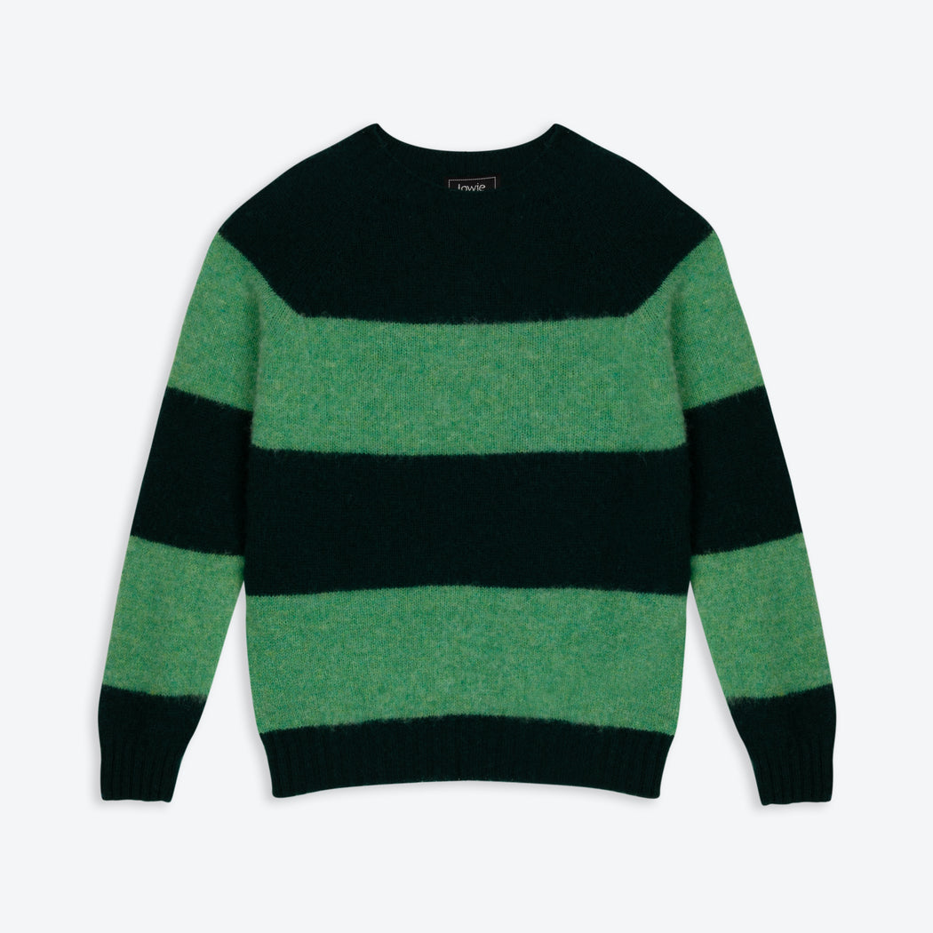 Lowie Brushed Green Stripe Scottish Jumper