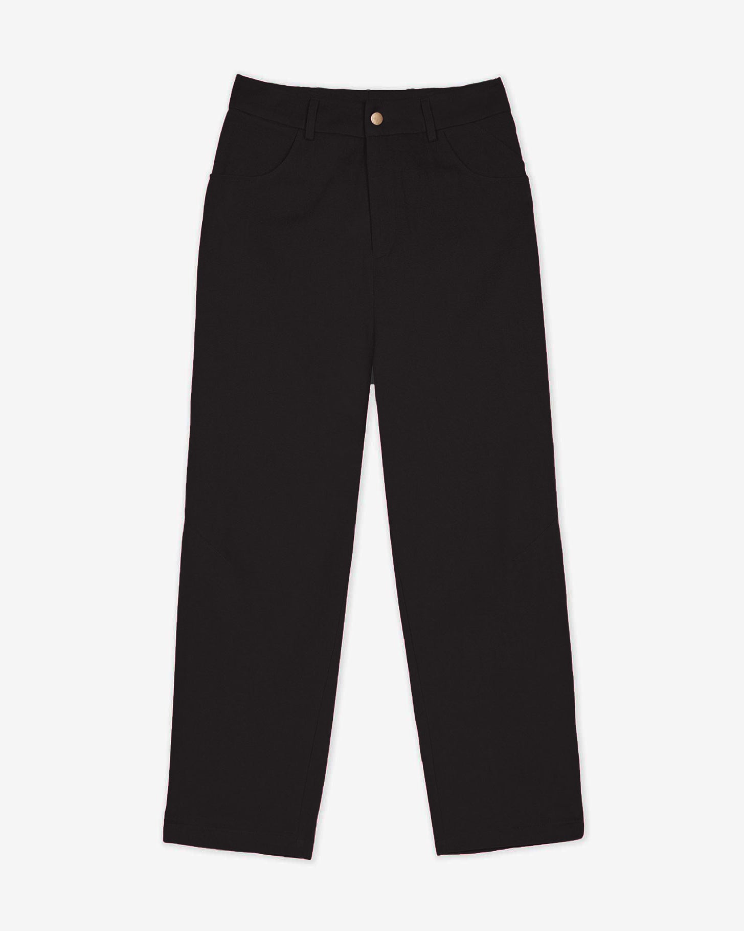Lowie Black Cotton Drill Flat Front Trouser