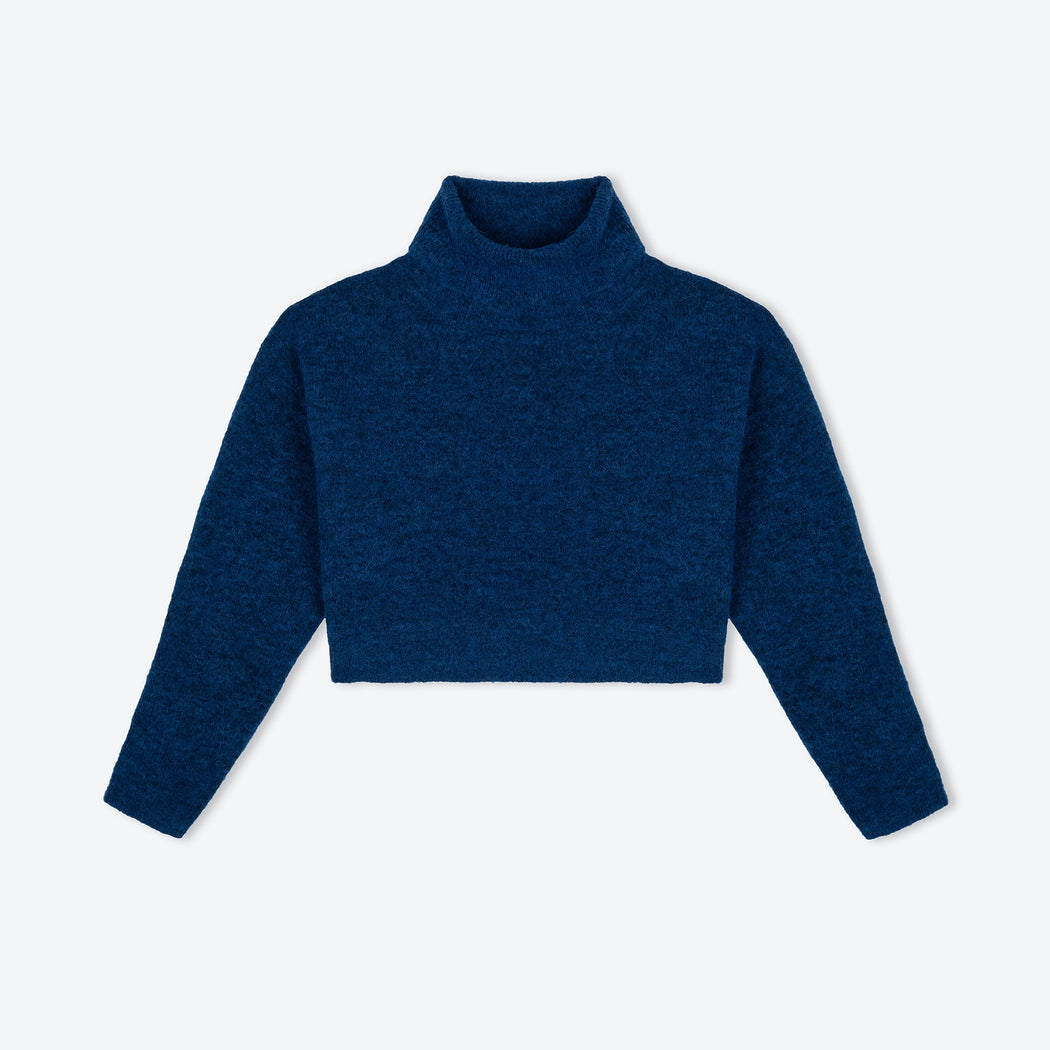 Lowie Indigo Alpaca Cropped Roll Neck