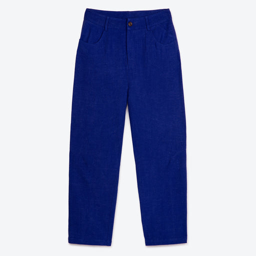 Lowie Linen Viscose Royal Blue Flat Front Trouser