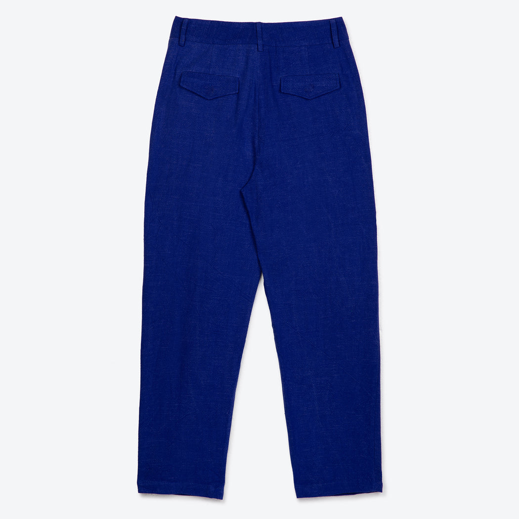Lowie Linen Viscose Royal Blue Flat Front Trouser