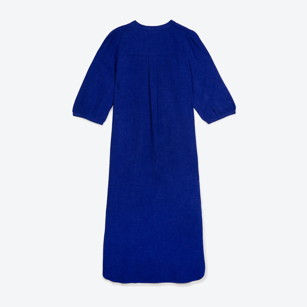 Lowie Linen Viscose Royal Blue Button Through Dress