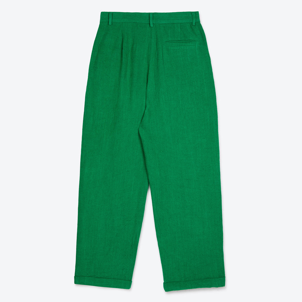 Lowie Linen Viscose Emerald Pleat Trouser
