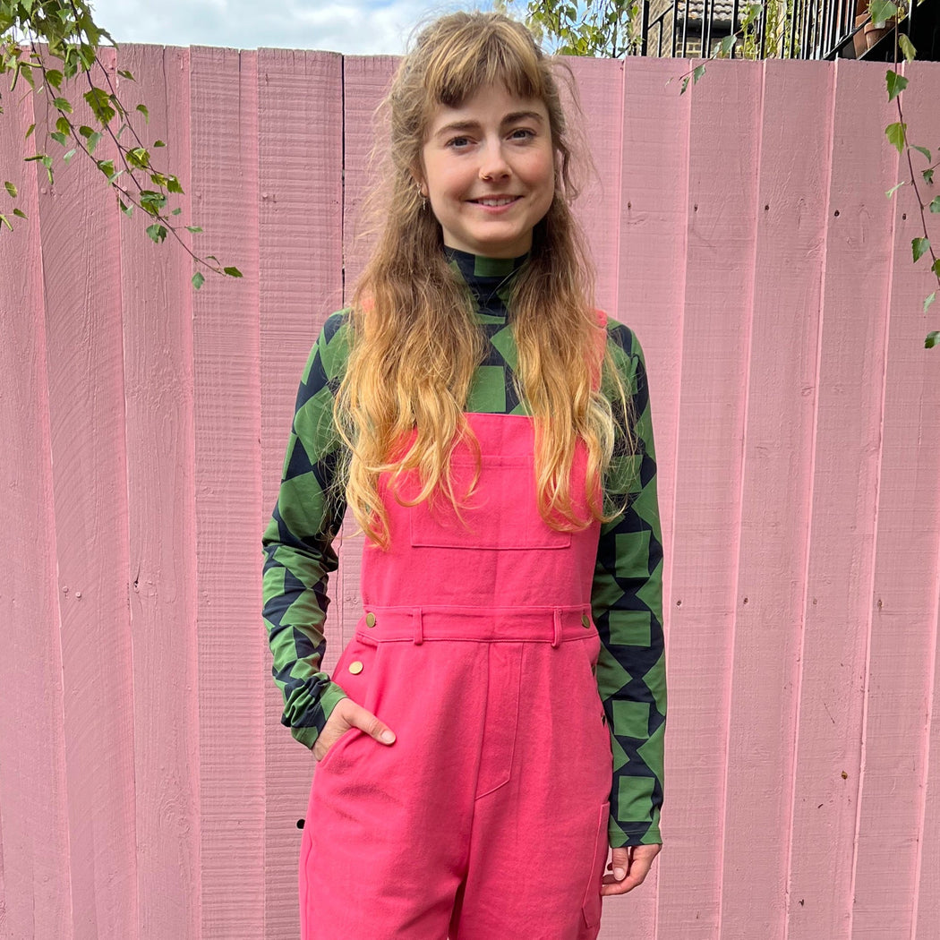 Lowie Pink Cotton Drill Dungarees