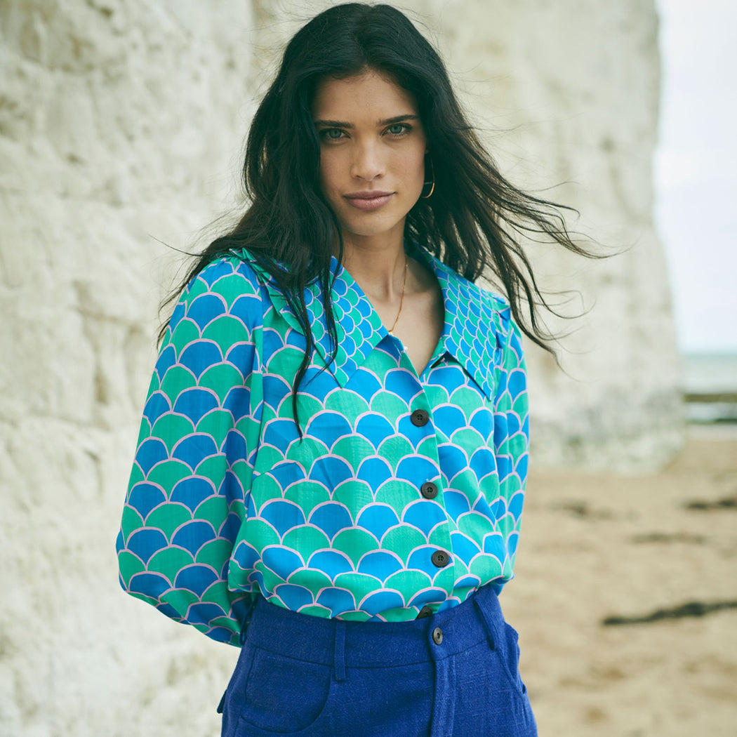 Lowie Lyocell Scallop Print Blouse