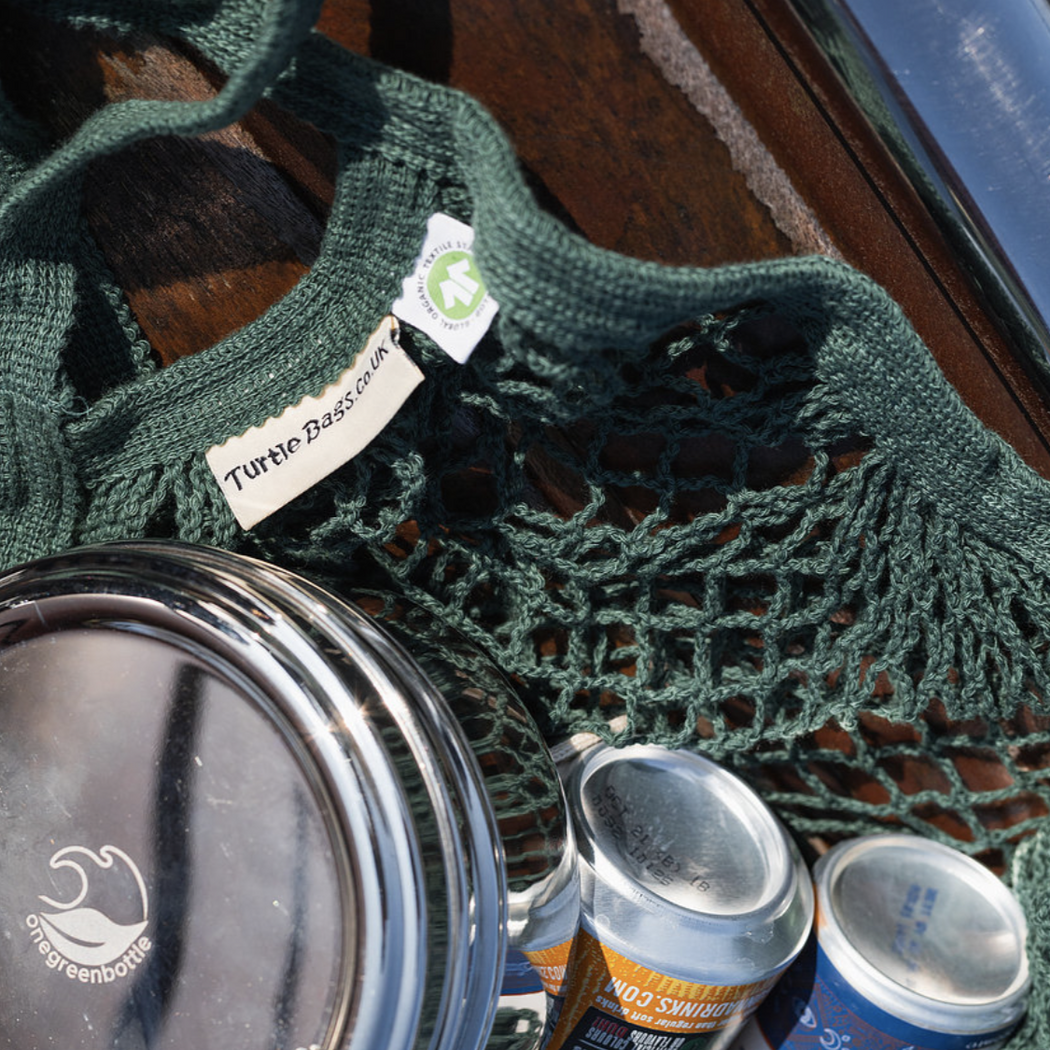 Turtle Bags Bottle Green Long Organic Handled String Bag