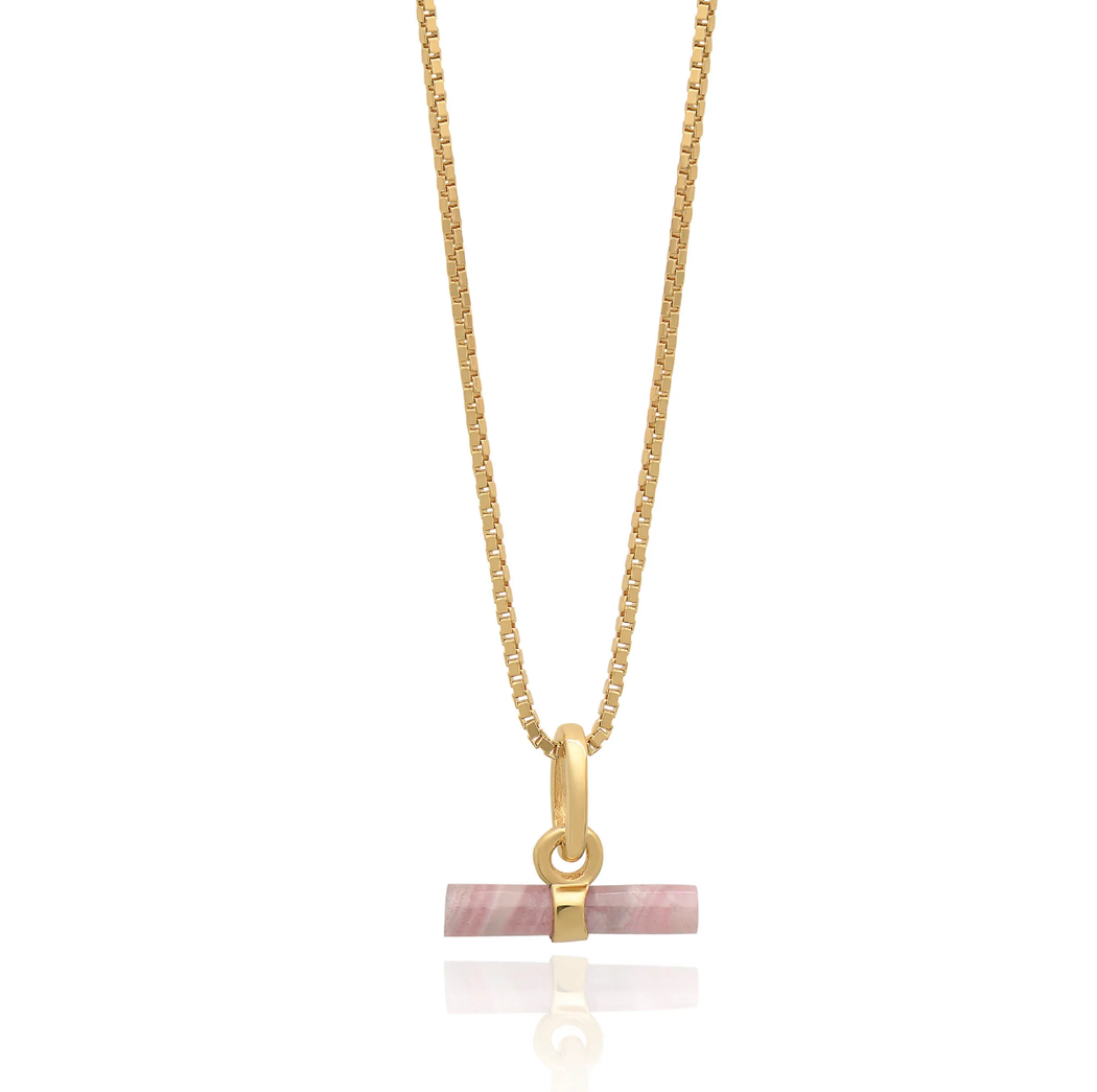 Rachel Jackson Mini Rose T-Bar Gold Necklace