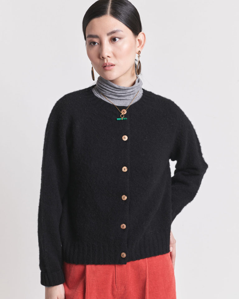 Lowie Black Brushed Boxy Cardigan