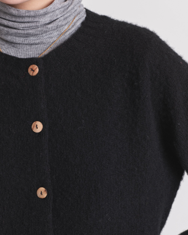 Lowie Black Brushed Boxy Cardigan