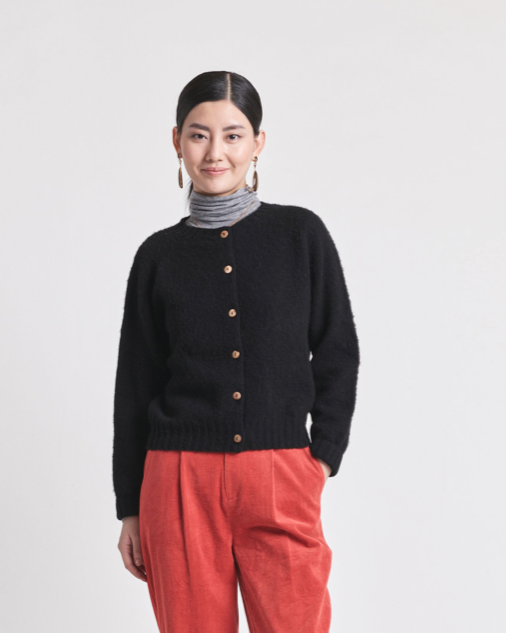 Lowie Black Brushed Boxy Cardigan