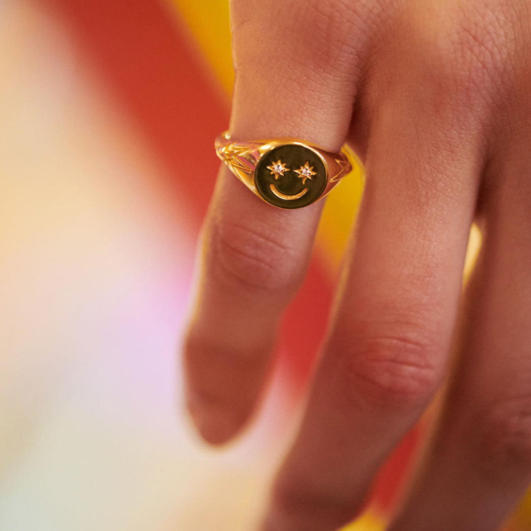 Rachel Jackson Happy Face Pinky Signet Ring