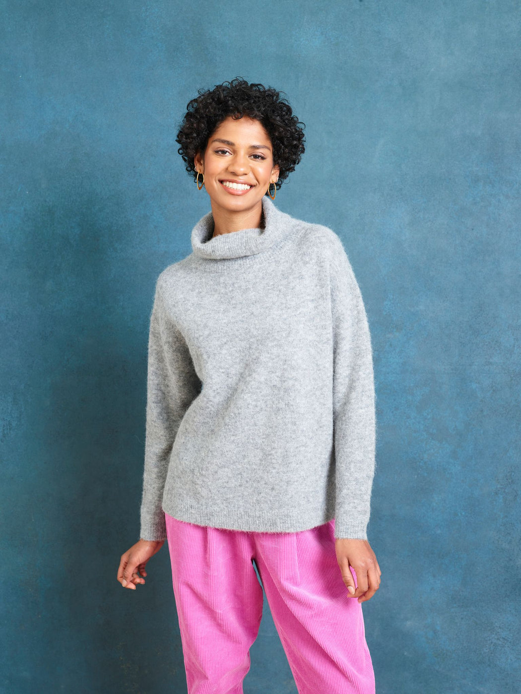 Lowie Grey Alpaca Slouchy Roll Neck