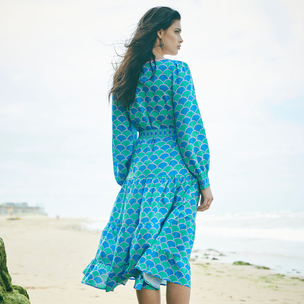 Lowie Lyocell Scallop Print Midi Dress