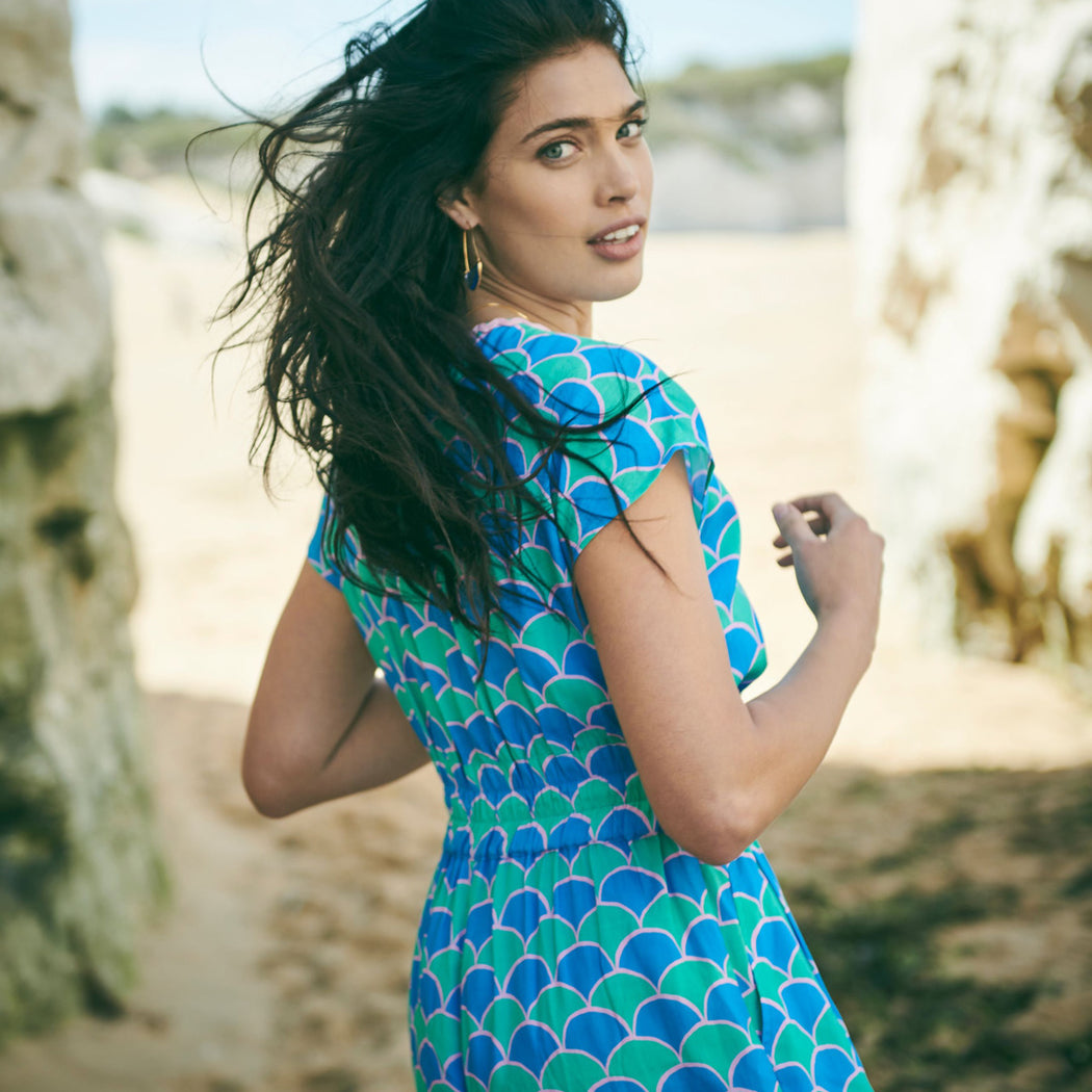 Lowie Lyocell Scallop Print Jumpsuit