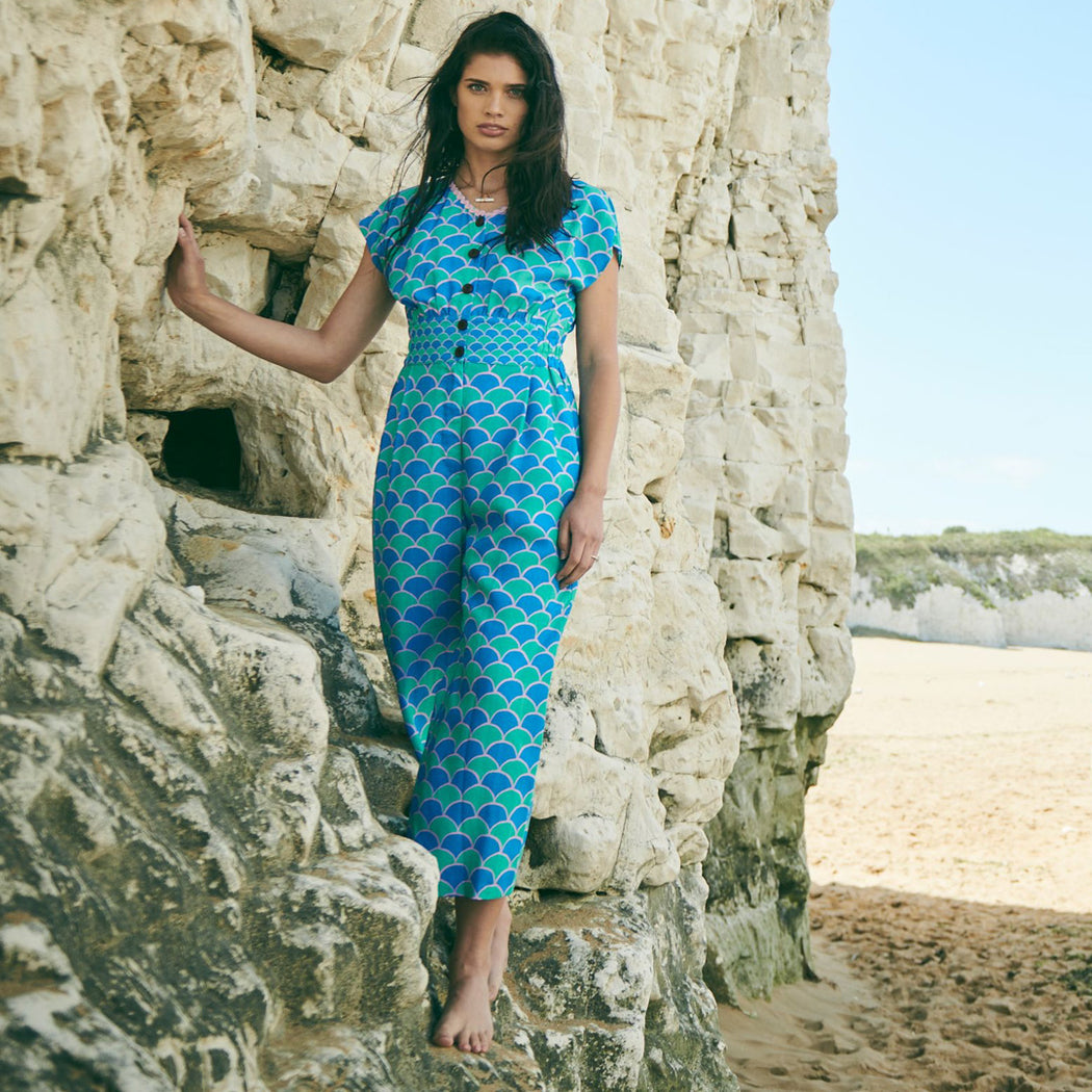 Lowie Lyocell Scallop Print Jumpsuit