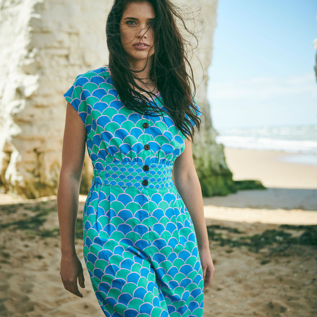 Lowie Lyocell Scallop Print Jumpsuit