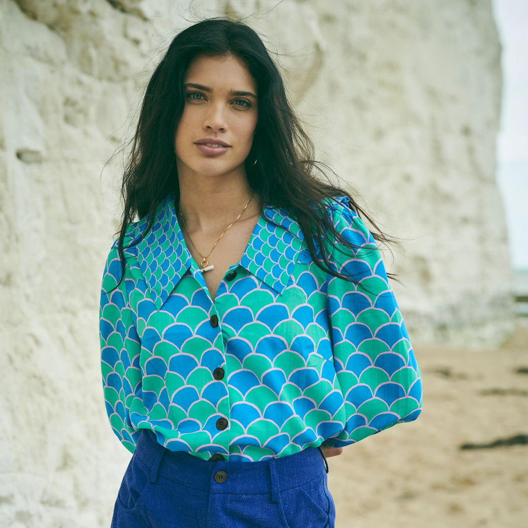 Lowie Lyocell Scallop Print Blouse
