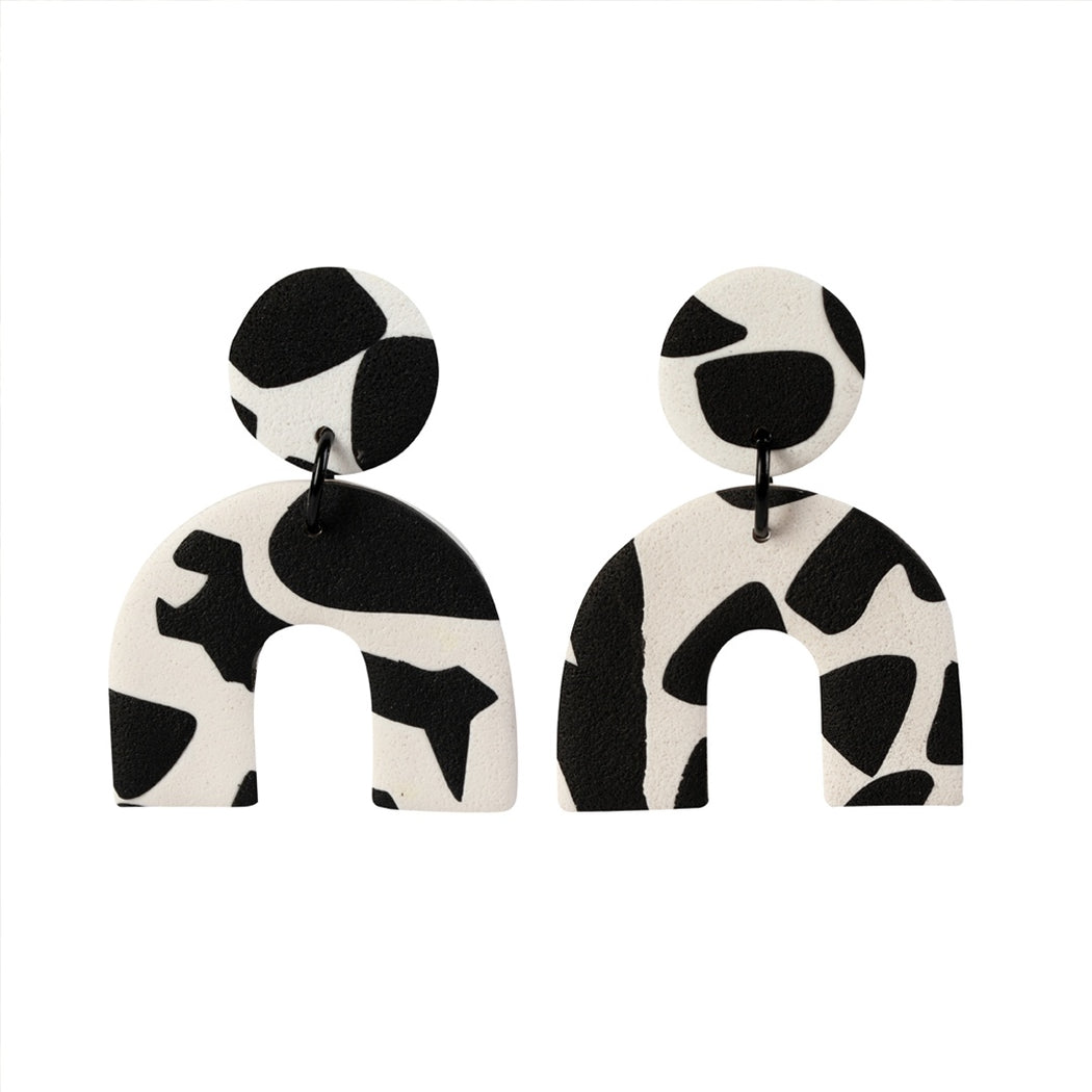 Miss Pompom Monochrome Giraffe Earrings