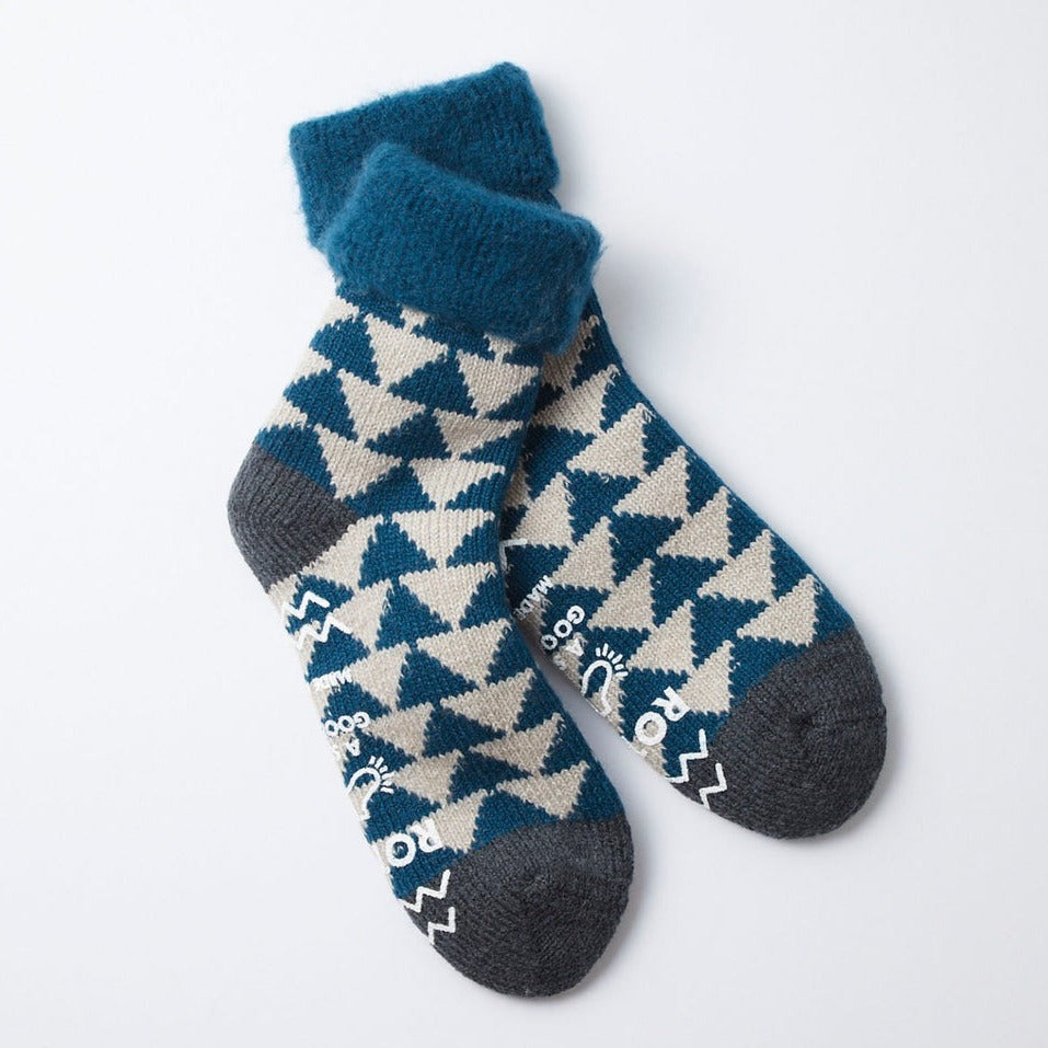 Rototo Comfy Room Socks Blue Green/Charcoal