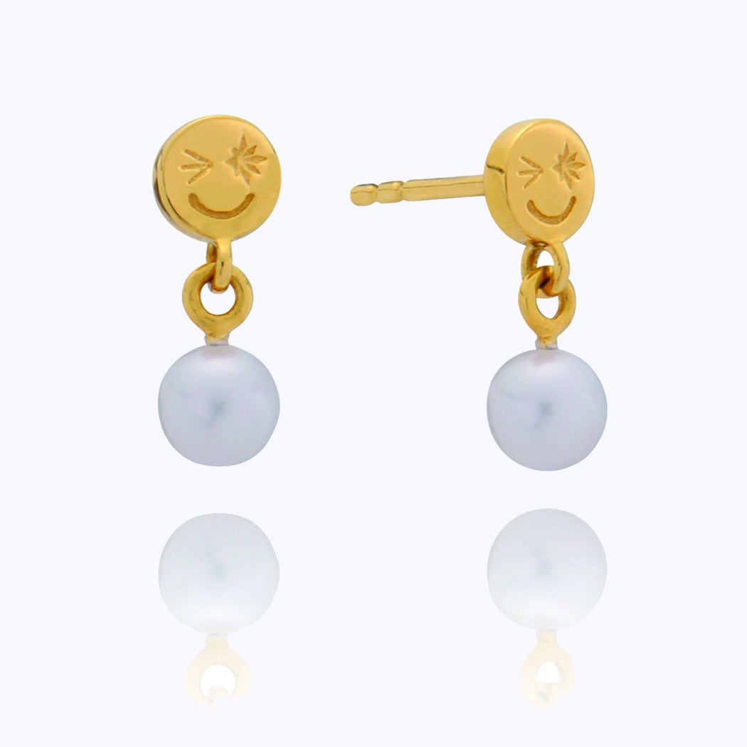 Rachel Jackson Happy Face Pearl Drop Earrings