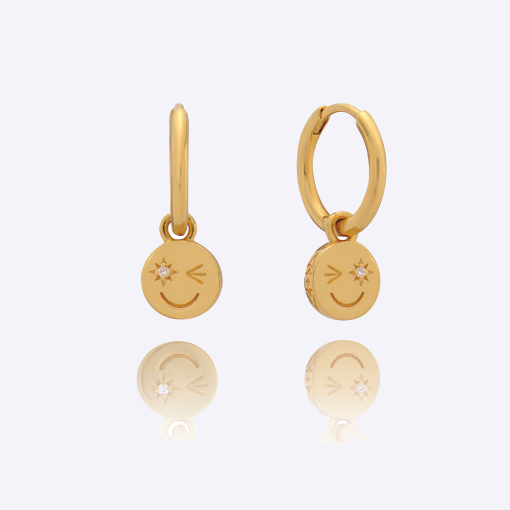 Rachel Jackson Happy Face Huggie Hoop Earrings