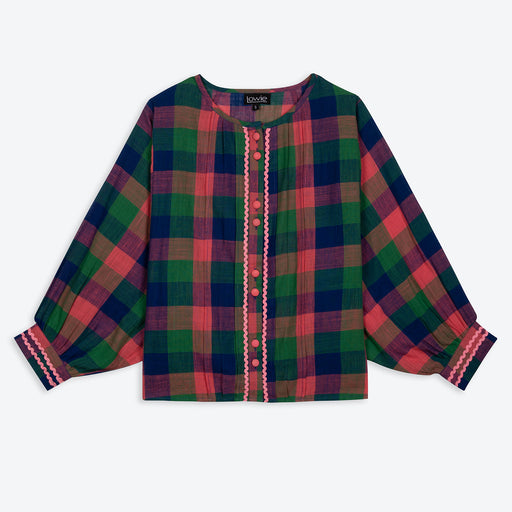 Lowie Madras Check Batwing Blouse