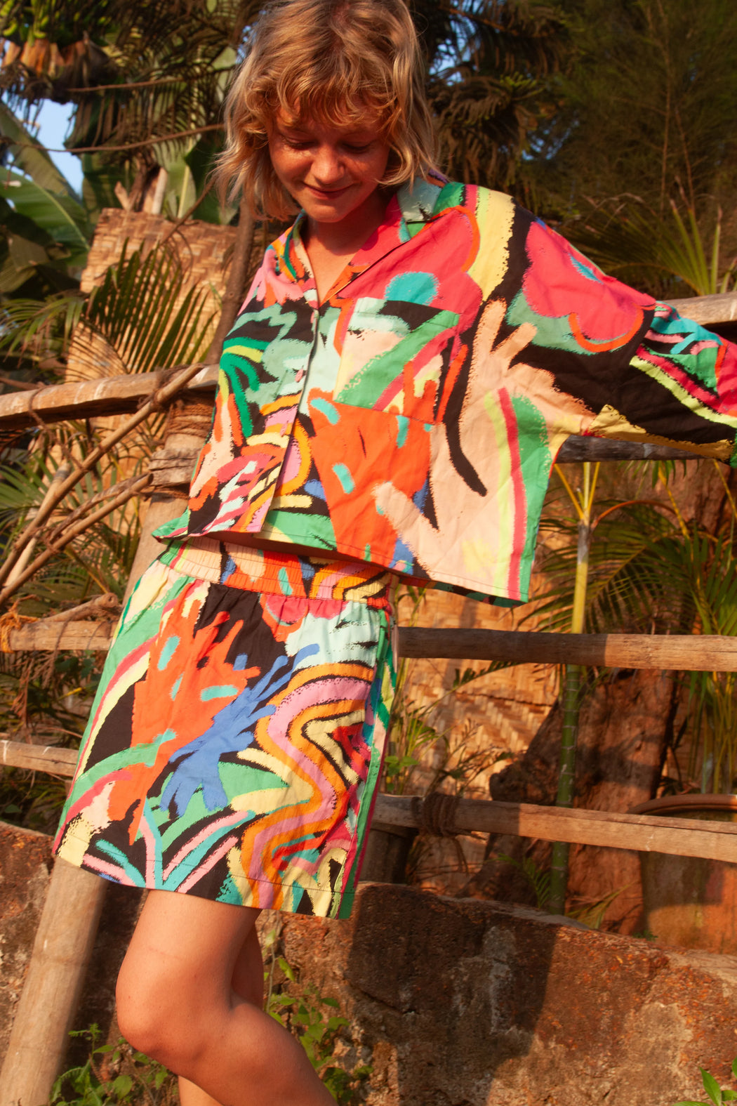 Miss Pompom Jungle Boxy Vacation Shirt